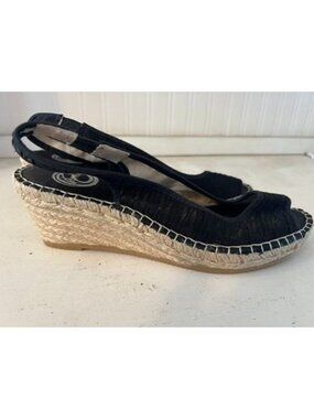 Vidoretta Black Wedge Espadrille Sandals With Slingback & Textured Soles Size 39